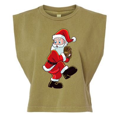 Christmas Baseball Santa Claus Pitcher Boy Xmas Garment-Dyed Women's Muscle Tee