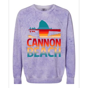 Cannon Beach Skyline Oregon Haystack Rock Souvenir Colorblast Crewneck Sweatshirt