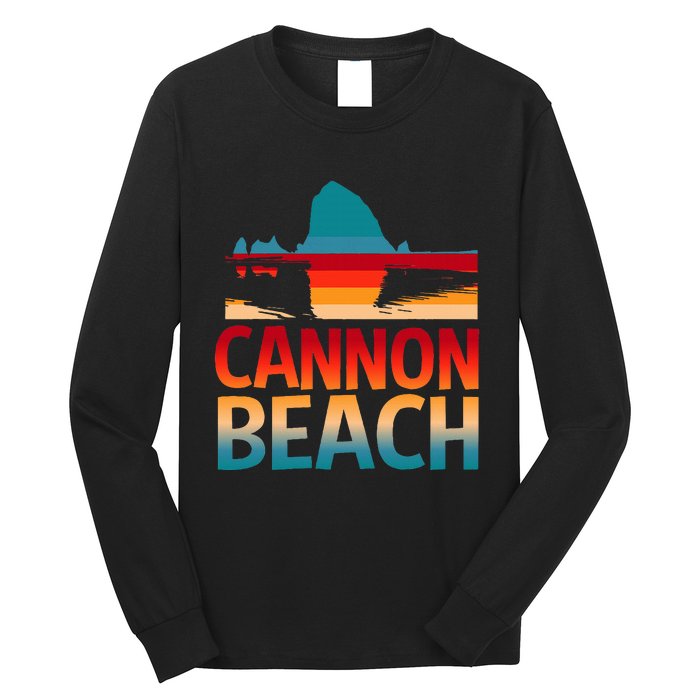 Cannon Beach Skyline Oregon Haystack Rock Souvenir Long Sleeve Shirt