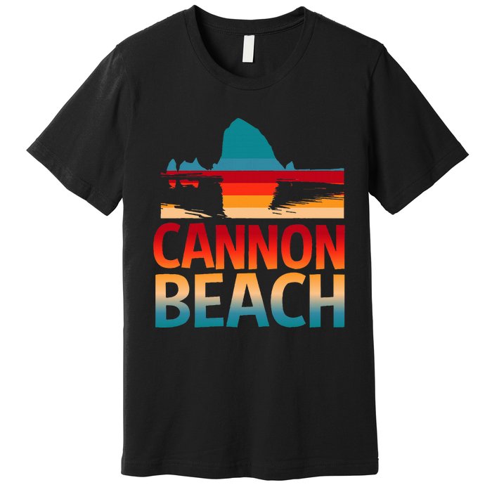 Cannon Beach Skyline Oregon Haystack Rock Souvenir Premium T-Shirt