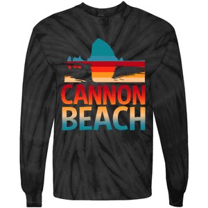 Cannon Beach Skyline Oregon Haystack Rock Souvenir Tie-Dye Long Sleeve Shirt