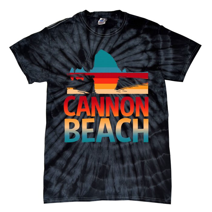 Cannon Beach Skyline Oregon Haystack Rock Souvenir Tie-Dye T-Shirt