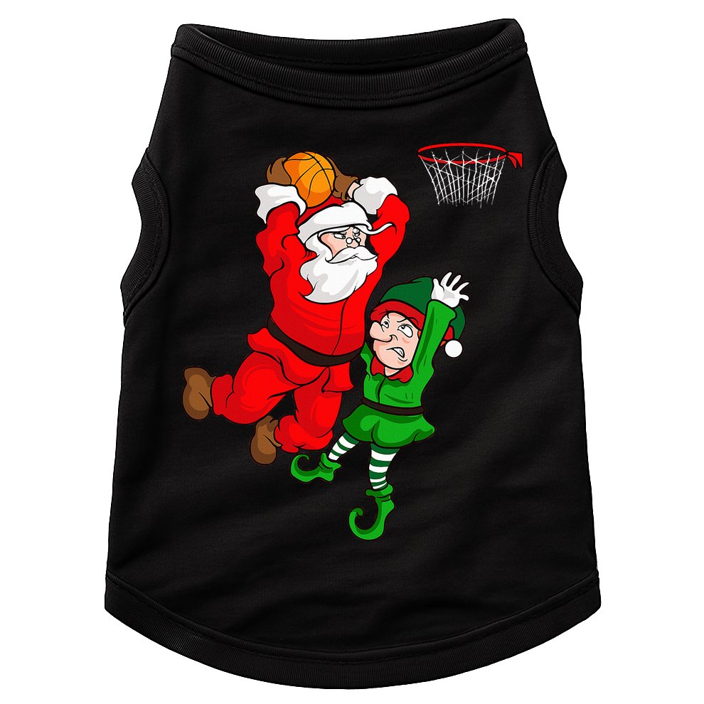 Christmas Basketball Santa Claus Slam Dunk Elf Doggie Tank
