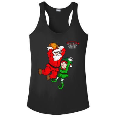 Christmas Basketball Santa Claus Slam Dunk Elf Ladies PosiCharge Competitor Racerback Tank