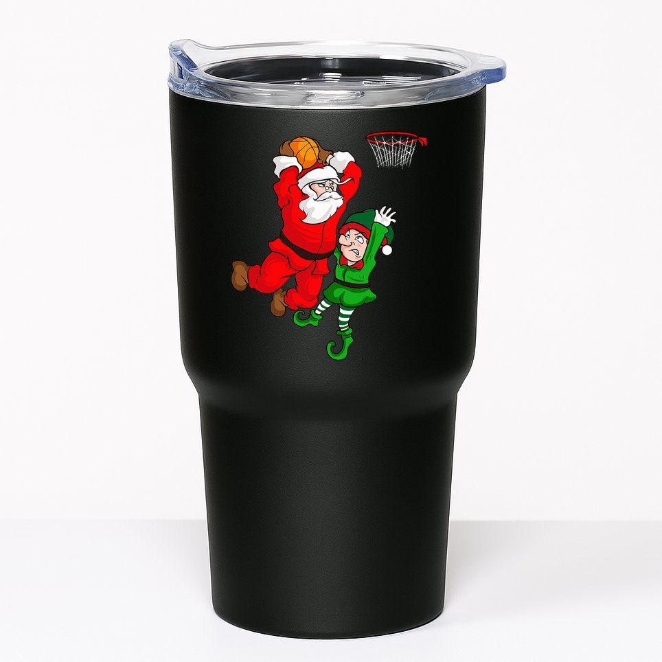 Christmas Basketball Santa Claus Slam Dunk Elf Tumbler