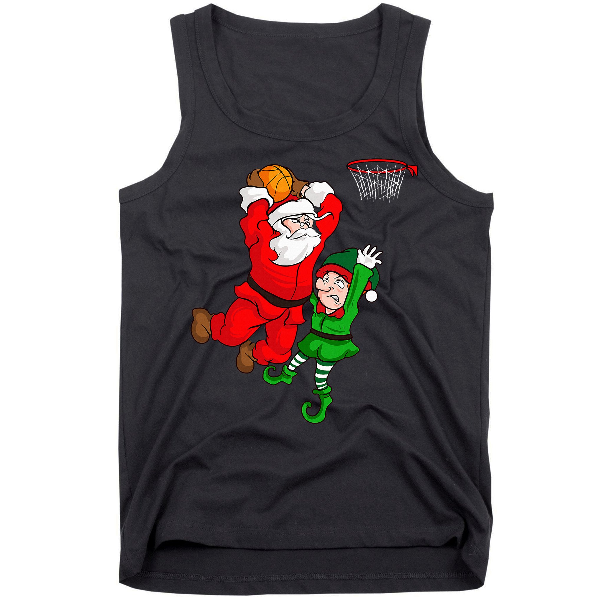 Christmas Basketball Santa Claus Slam Dunk Elf Tank Top