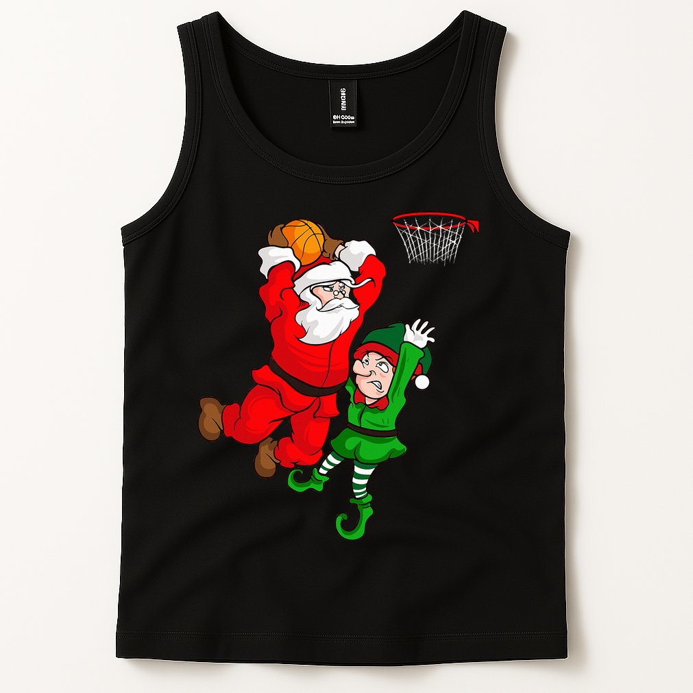 Christmas Basketball Santa Claus Slam Dunk Elf Tank Top