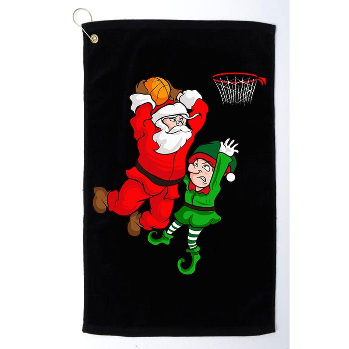 Christmas Basketball Santa Claus Slam Dunk Elf Golf Towel