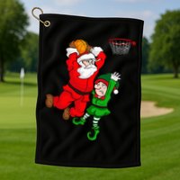 Christmas Basketball Santa Claus Slam Dunk Elf Golf Towel