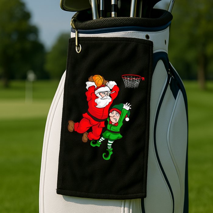 Christmas Basketball Santa Claus Slam Dunk Elf Golf Towel