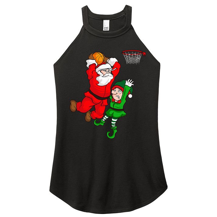 Christmas Basketball Santa Claus Slam Dunk Elf Women's Perfect Tri Rocker Tank
