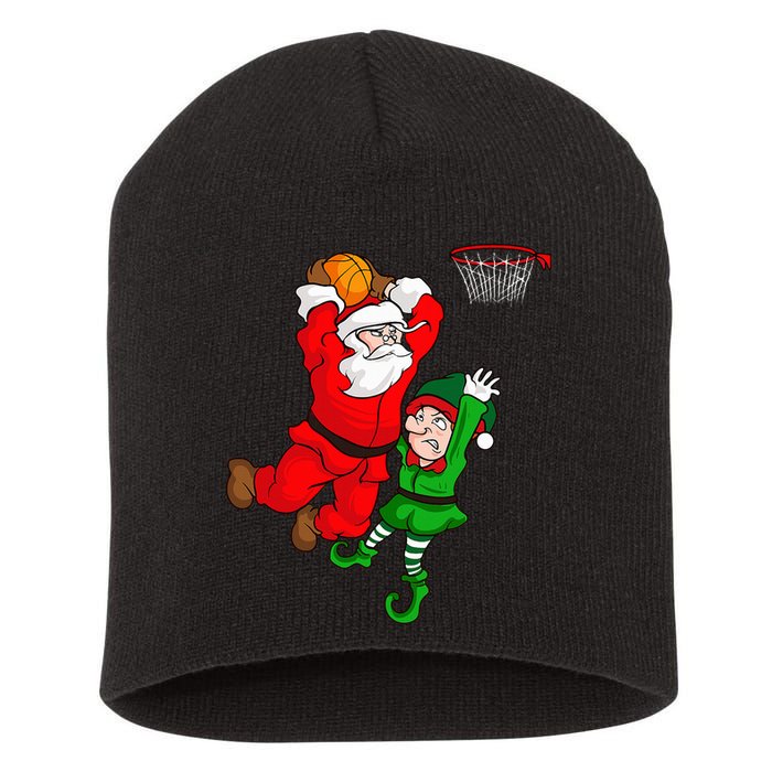 Christmas Basketball Santa Claus Slam Dunk Elf Short Acrylic Beanie