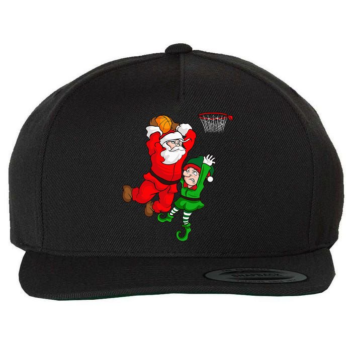 Christmas Basketball Santa Claus Slam Dunk Elf Wool Snapback Cap
