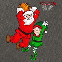Christmas Basketball Santa Claus Slam Dunk Elf Cotton Canvas Backpack