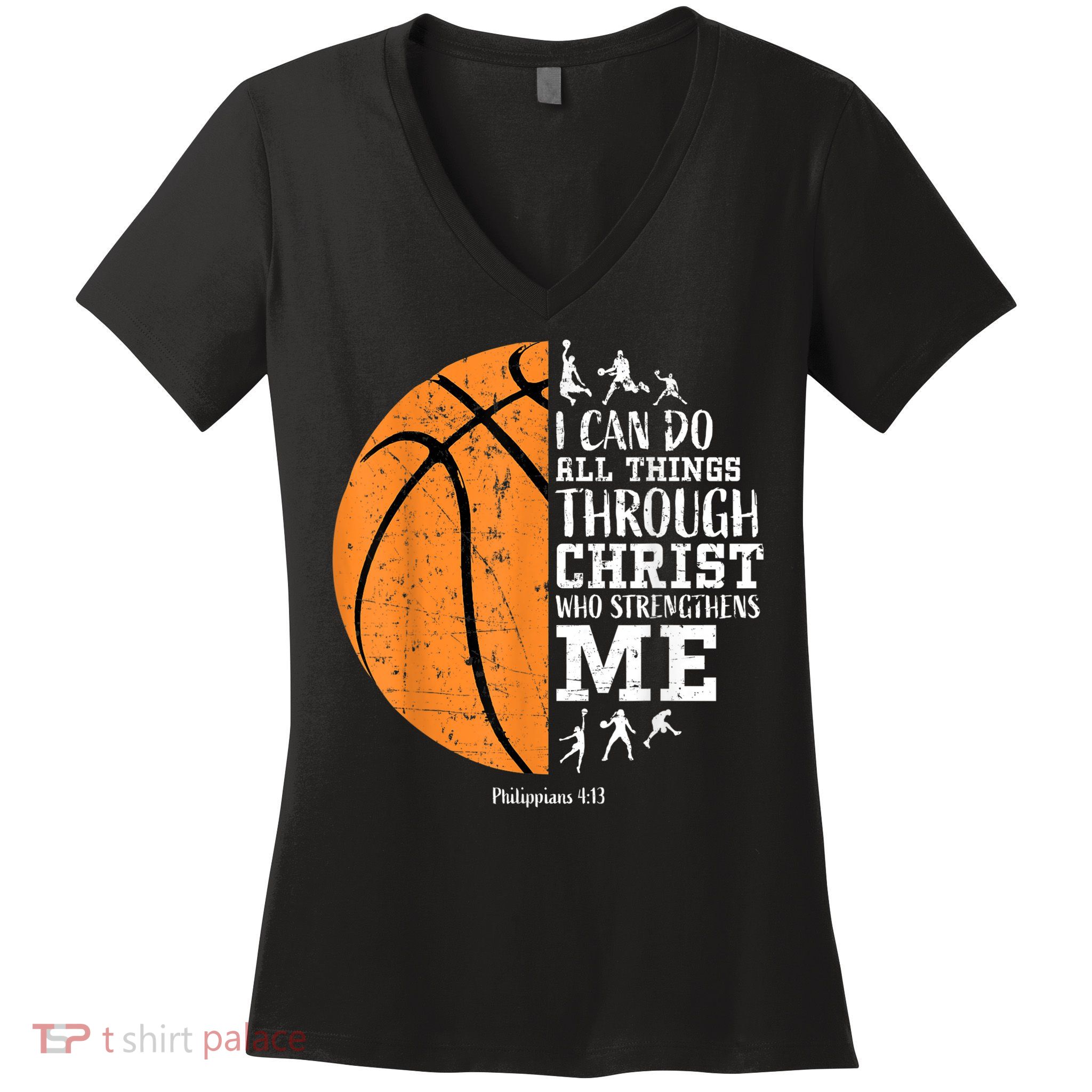 Christian Basketball Shirts M.e.n Boys K.i.d.s Religious Gifts Women's V-Neck T-Shirt