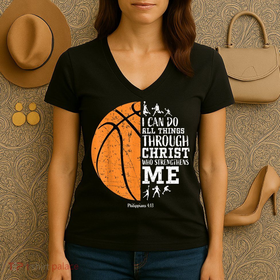 Christian Basketball Shirts M.e.n Boys K.i.d.s Religious Gifts Women's V-Neck T-Shirt