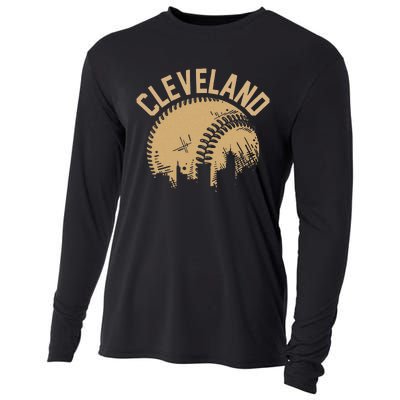 Cleveland Baseball Skyline Ohio Player Coach Fan Cooling Performance Long Sleeve Crew