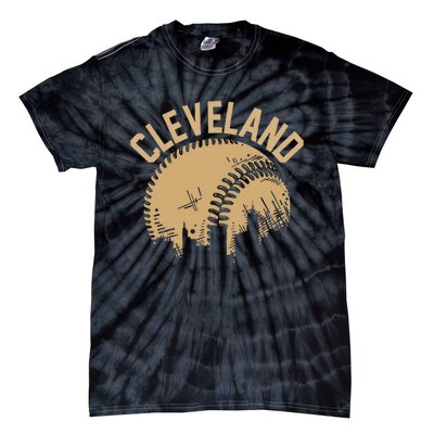 Cleveland Baseball Skyline Ohio Player Coach Fan Tie-Dye T-Shirt