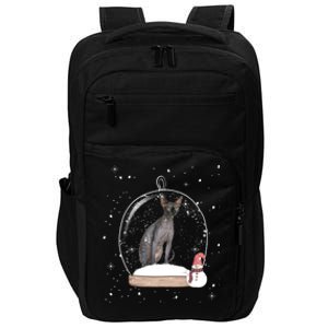 Christmas Black Sphynx Cat Snow Globe Funny Gift Xmas Impact Tech Backpack