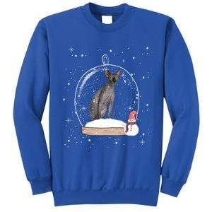 Christmas Black Sphynx Cat Snow Globe Funny Gift Xmas Sweatshirt