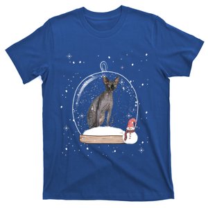 Christmas Black Sphynx Cat Snow Globe Funny Gift Xmas T-Shirt