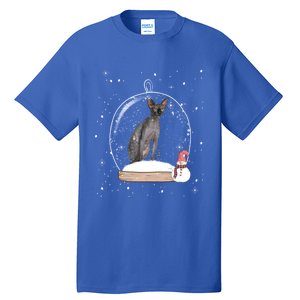 Christmas Black Sphynx Cat Snow Globe Funny Gift Xmas Tall T-Shirt