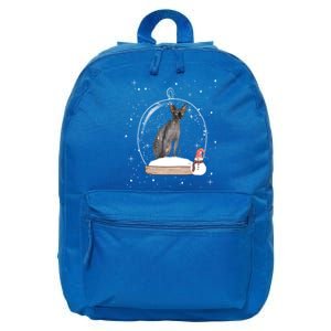 Christmas Black Sphynx Cat Snow Globe Funny Gift Xmas 16 in Basic Backpack