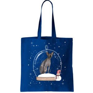 Christmas Black Sphynx Cat Snow Globe Funny Gift Xmas Tote Bag