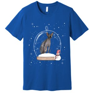 Christmas Black Sphynx Cat Snow Globe Funny Gift Xmas Premium T-Shirt