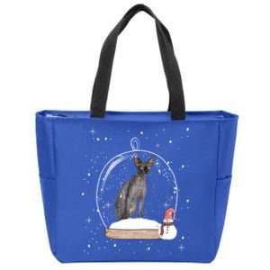 Christmas Black Sphynx Cat Snow Globe Funny Gift Xmas Zip Tote Bag