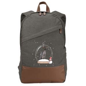 Christmas Black Sphynx Cat Snow Globe Funny Gift Xmas Cotton Canvas Backpack