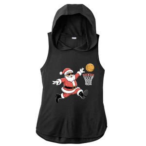 Christmas Basketball Santa Claus Dunking Funny Humor Cool Gift Ladies PosiCharge Tri-Blend Wicking Draft Hoodie Tank