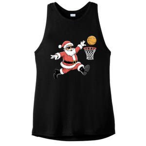 Christmas Basketball Santa Claus Dunking Funny Humor Cool Gift Ladies PosiCharge Tri-Blend Wicking Tank