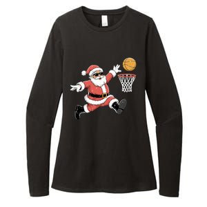 Christmas Basketball Santa Claus Dunking Funny Humor Cool Gift Womens CVC Long Sleeve Shirt