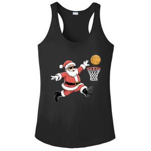 Christmas Basketball Santa Claus Dunking Funny Humor Cool Gift Ladies PosiCharge Competitor Racerback Tank