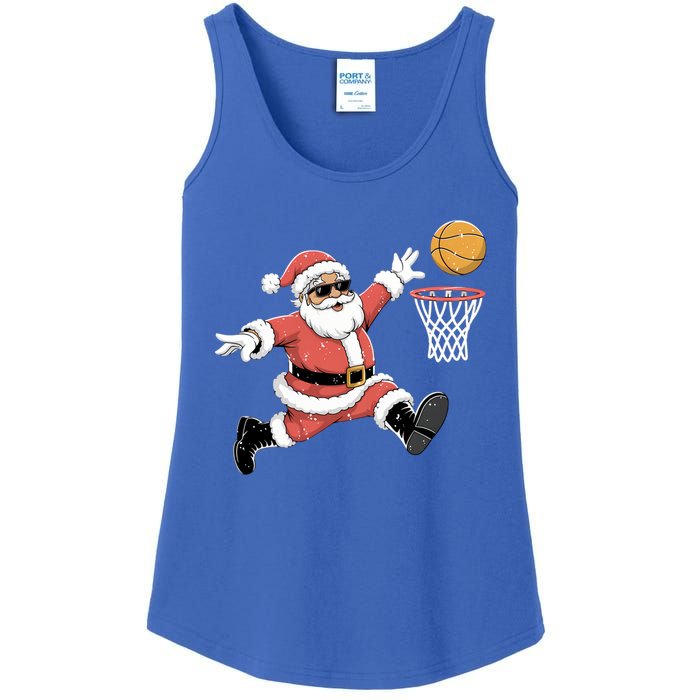 Christmas Basketball Santa Claus Dunking Funny Humor Cool Gift Ladies Essential Tank