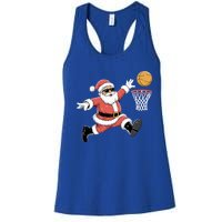 Christmas Basketball Santa Claus Dunking Funny Humor Cool Gift Women's Racerback Tank