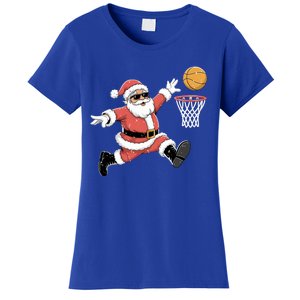 Christmas Basketball Santa Claus Dunking Funny Humor Cool Gift Women's T-Shirt