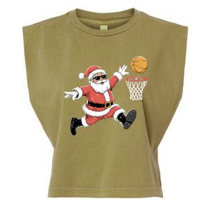 Christmas Basketball Santa Claus Dunking Funny Humor Cool Gift Garment-Dyed Women's Muscle Tee