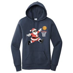 Christmas Basketball Santa Claus Dunking Funny Humor Cool Gift Women's Pullover Hoodie