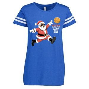 Christmas Basketball Santa Claus Dunking Funny Humor Cool Gift Enza Ladies Jersey Football T-Shirt