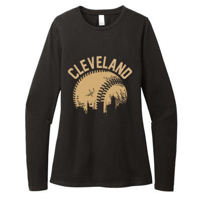 Cleveland Baseball Skyline Ohio Player Coach Fan Womens CVC Long Sleeve Shirt