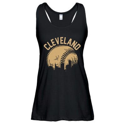 Cleveland Baseball Skyline Ohio Player Coach Fan Ladies Essential Flowy Tank