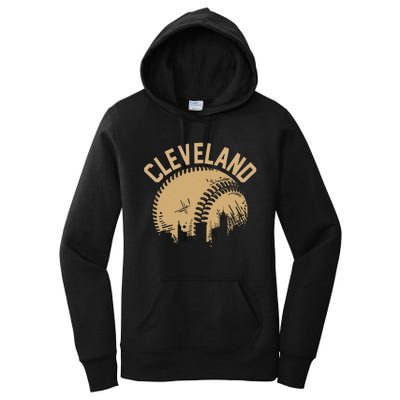 Cleveland Baseball Skyline Ohio Player Coach Fan Women's Pullover Hoodie