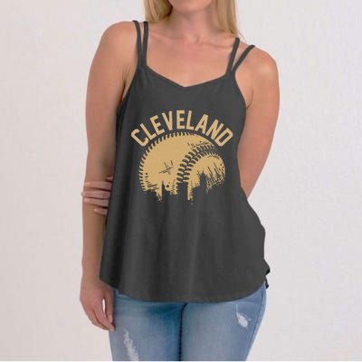 Cleveland Baseball Skyline Ohio Player Coach Fan Women's Strappy Tank