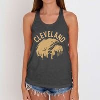 Cleveland Baseball Skyline Ohio Player Coach Fan Women's Knotted Racerback Tank