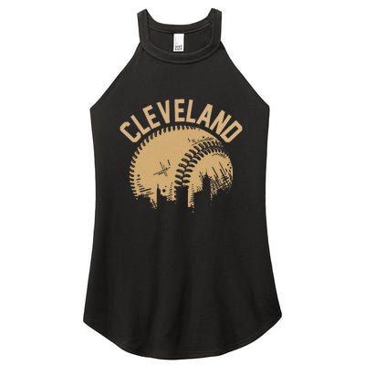 Cleveland Baseball Skyline Ohio Player Coach Fan Women's Perfect Tri Rocker Tank