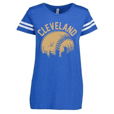 Cleveland Baseball Skyline Ohio Player Coach Fan Enza Ladies Jersey Football T-Shirt