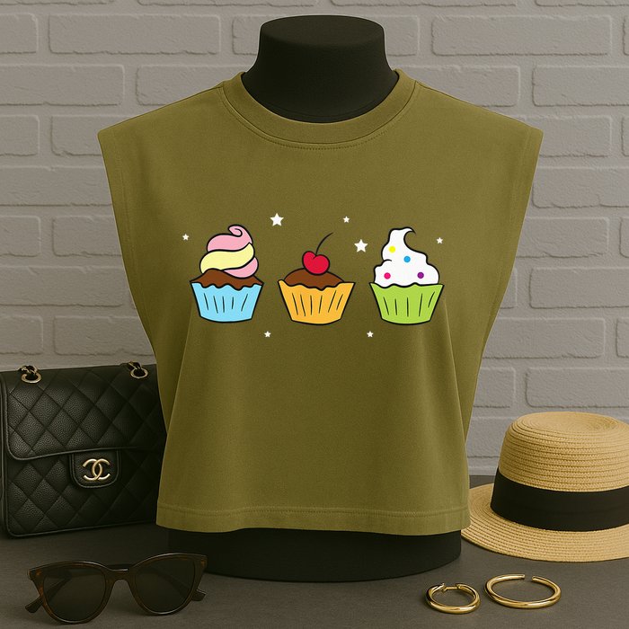 Cupcakes Baking Sweet Cupcakes Sweet Cupcake Baking Garment-Dyed Women's Muscle Tee