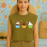 Cupcakes Baking Sweet Cupcakes Sweet Cupcake Baking Garment-Dyed Women's Muscle Tee